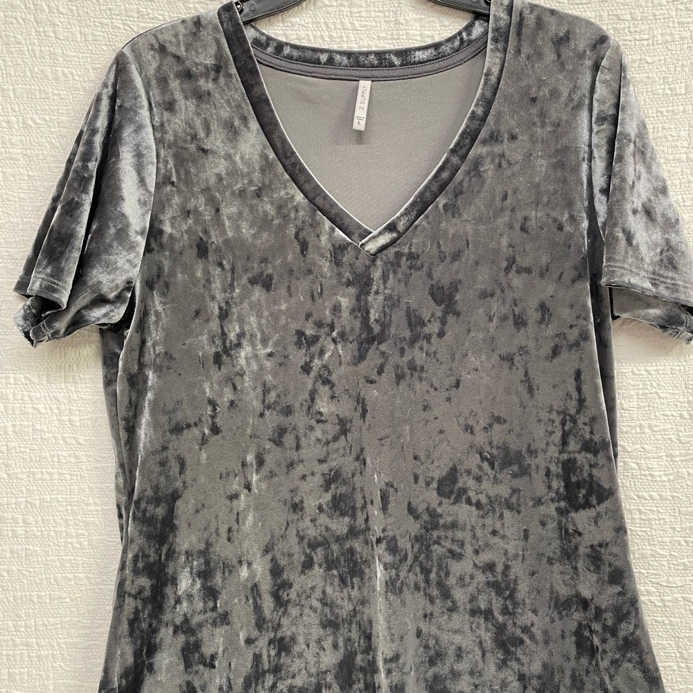 Z Supply grey crushed velour vneck tee
